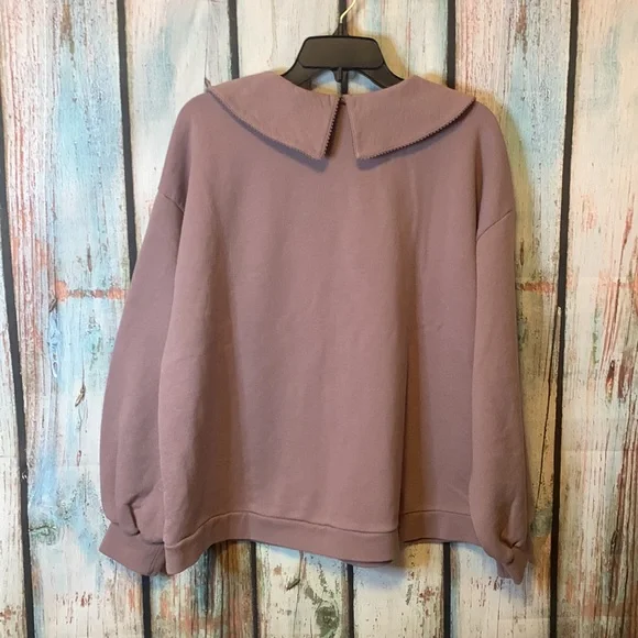 🚫SOLD🚫Madewell Dusty Plum Sweatshirt with Over-sized Peter Pan Collar Size XL - Picture 6 of 6